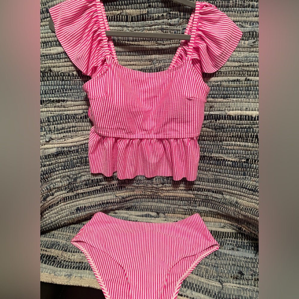 SHEIN Pink Striped Bikini Set